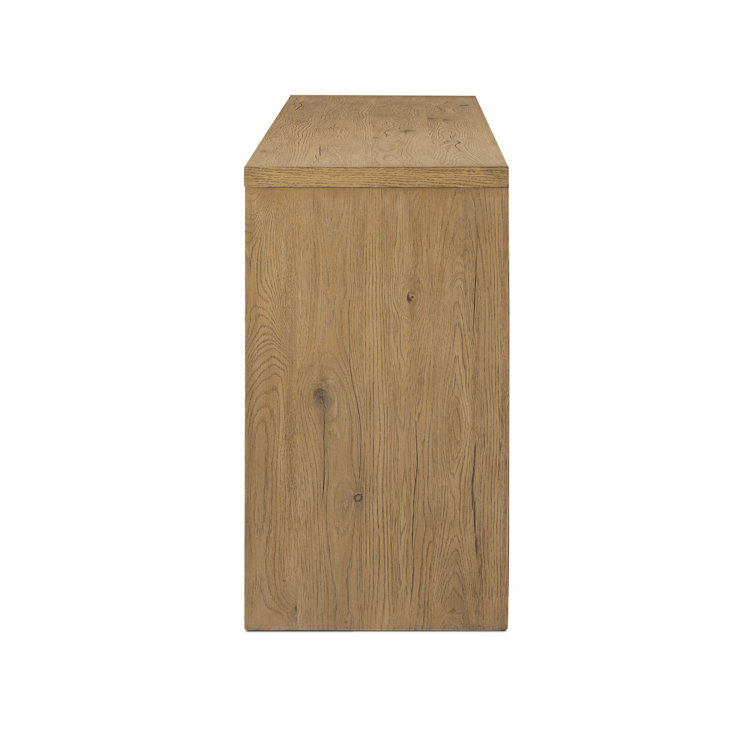 Weslyn Light Oak and Bronze 84" Sideboard with Adjustable Shelves