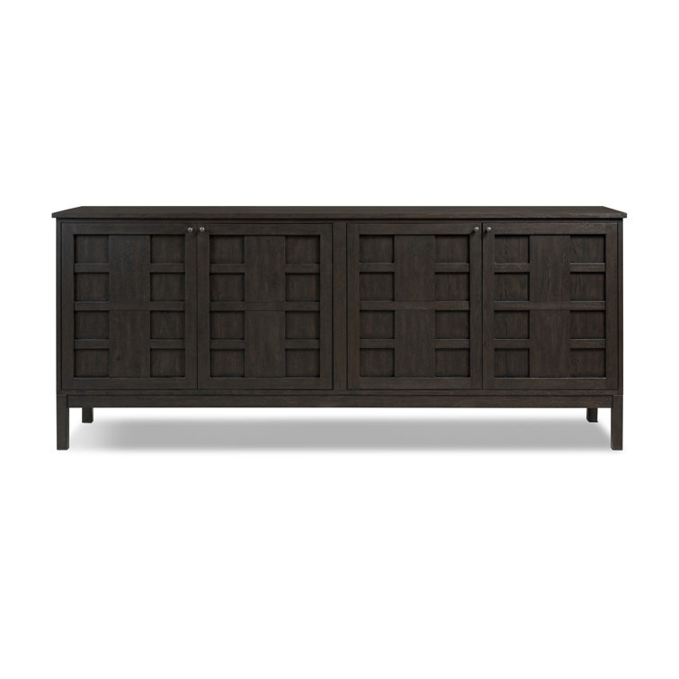 Alessio Smoked Black Oak Sideboard with Grid Pattern