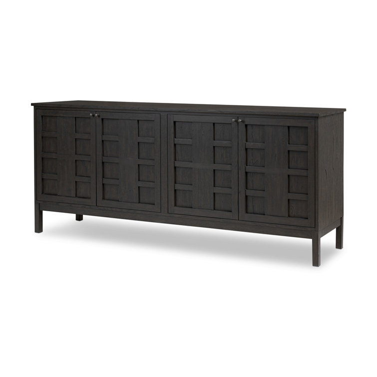 Alessio Smoked Black Oak Sideboard with Grid Pattern