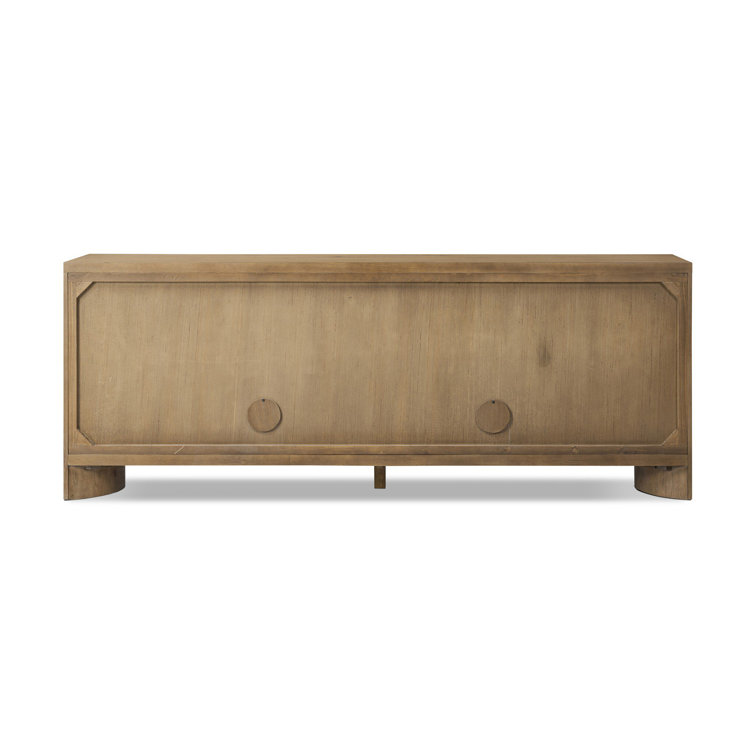 Weslyn Light Oak and Bronze 84" Sideboard with Adjustable Shelves