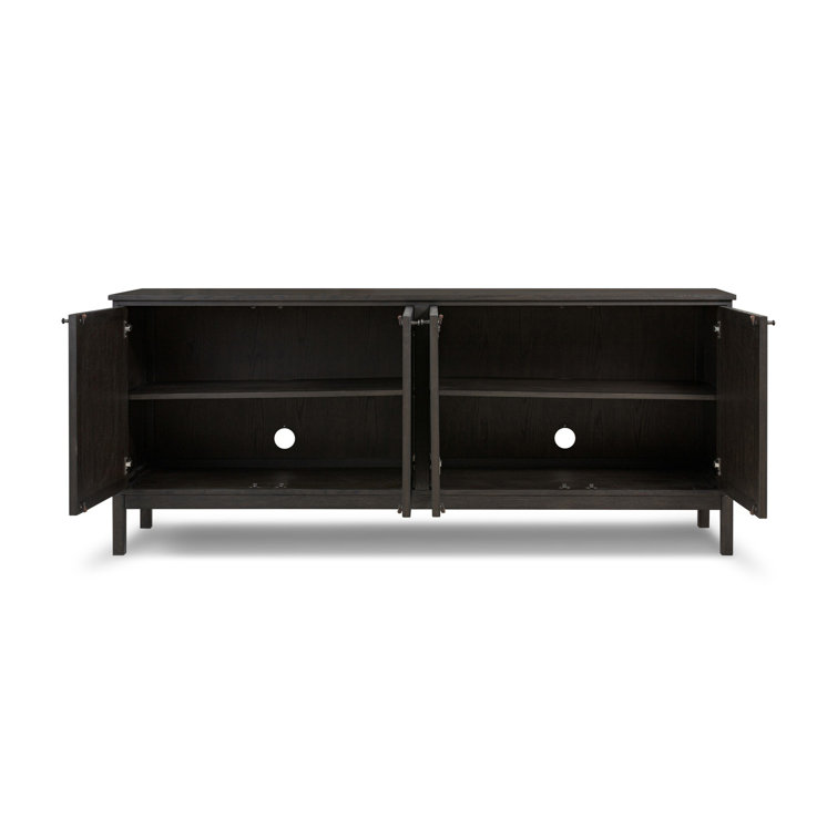 Alessio Smoked Black Oak Sideboard with Grid Pattern