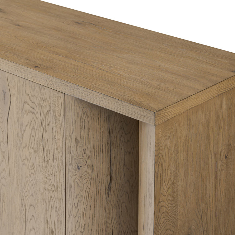Weslyn Light Oak and Bronze 84" Sideboard with Adjustable Shelves