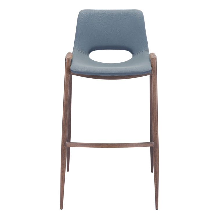 Gray Metal and Wood Contemporary Bar Stool Set