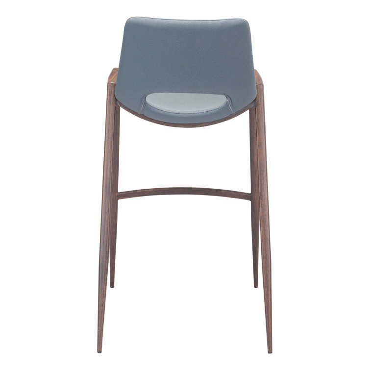 Gray Metal and Wood Contemporary Bar Stool Set