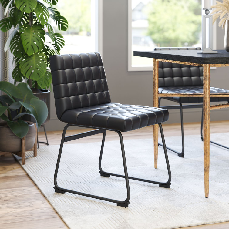 Pago Black Faux Leather Upholstered Side Chair Set