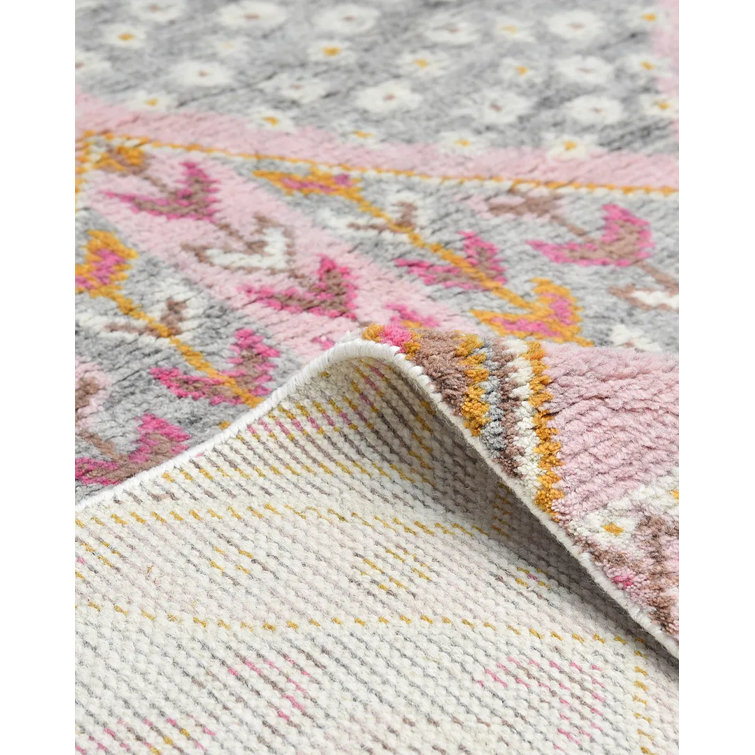 Hudson Hand-Knotted Pink and Gray Wool Area Rug 3' x 5'