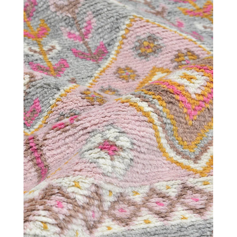 Hudson Hand-Knotted Pink and Gray Wool Area Rug 3' x 5'