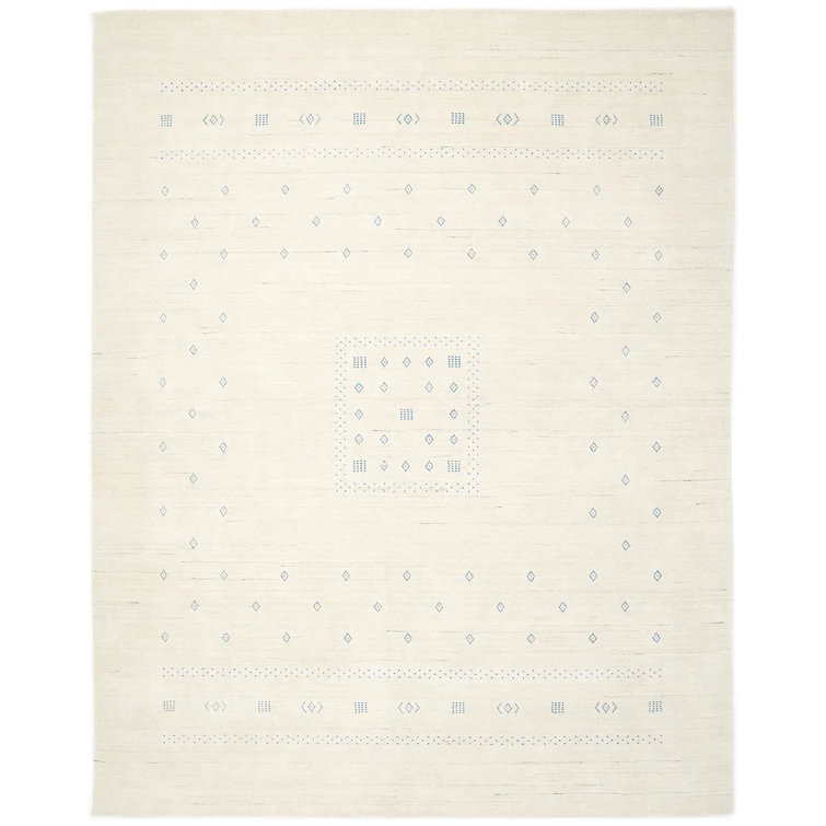 Ivory Hand-Knotted Wool Geometric 3' x 5' Rug