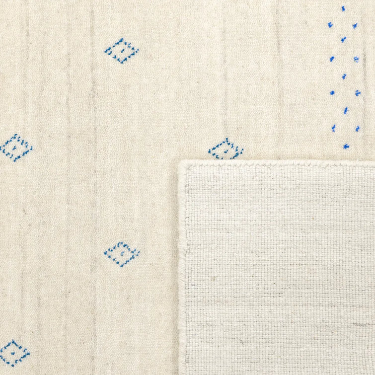 Ivory Hand-Knotted Wool Geometric 3' x 5' Rug