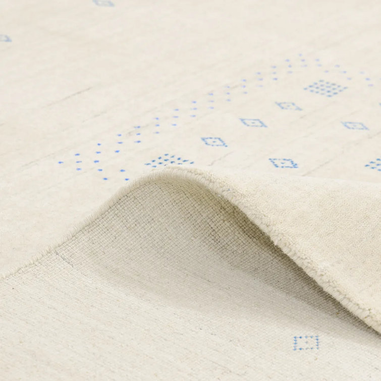 Ivory Hand-Knotted Wool Geometric 3' x 5' Rug