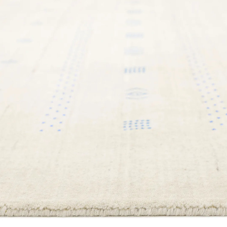 Ivory Hand-Knotted Wool Geometric 3' x 5' Rug