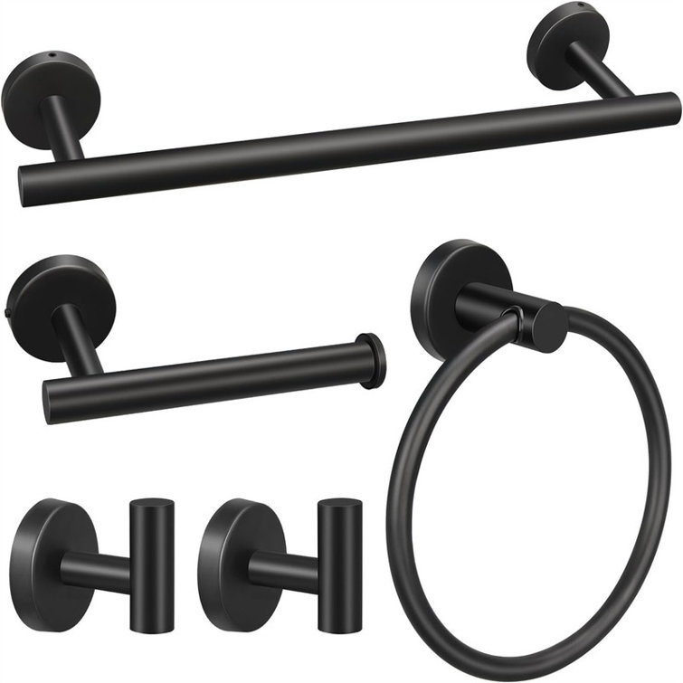 Matte Black Stainless Steel 5-Piece Bathroom Hardware Set