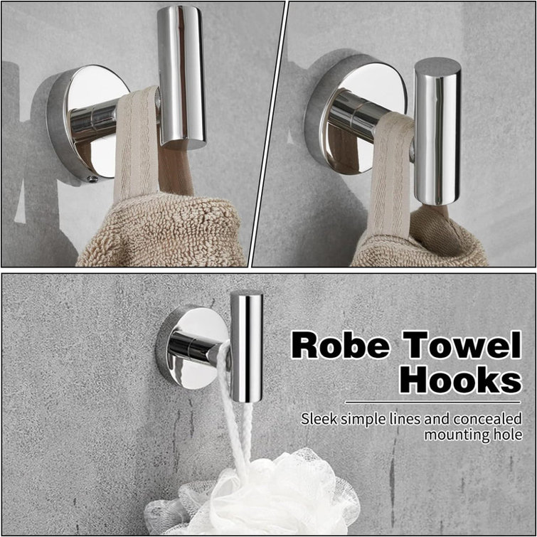 Brushed Nickel 5-Piece Bathroom Hardware Set with Towel Bar and Hooks