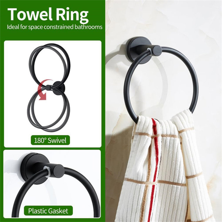 Matte Black Stainless Steel 5-Piece Bathroom Hardware Set