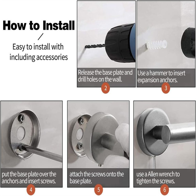 Brushed Nickel 5-Piece Bathroom Hardware Set with Towel Bar and Hooks