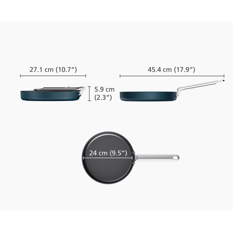 Blue Ceramic Non-Stick Frying Pan with Folding Handle