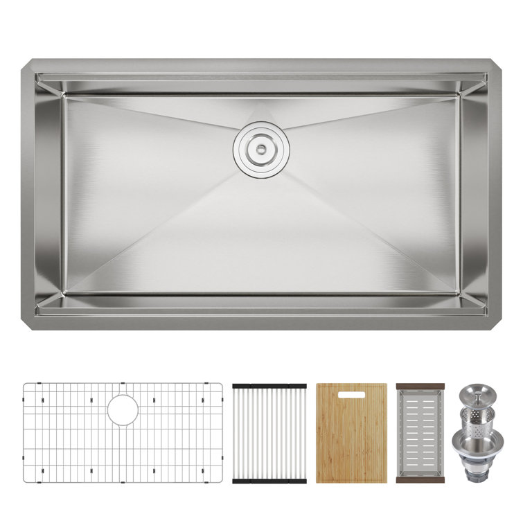 33" Stainless Steel Single Bowl Undermount Workstation Kitchen Sink