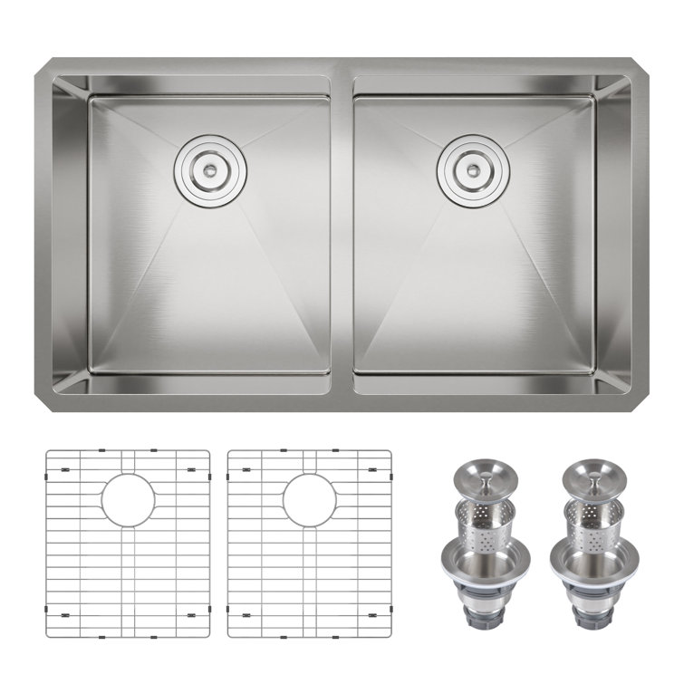 DeerValley 33'' Stainless Steel Double Bowl Undermount Kitchen Sink