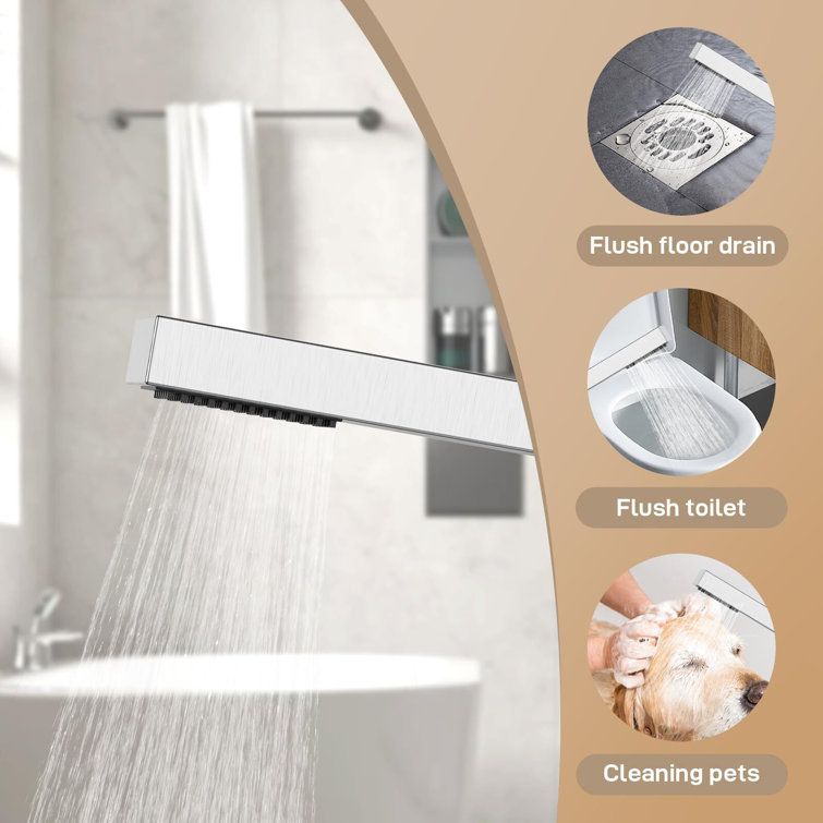 Brushed Nickel Freestanding Bathtub Faucet with Waterfall Spout