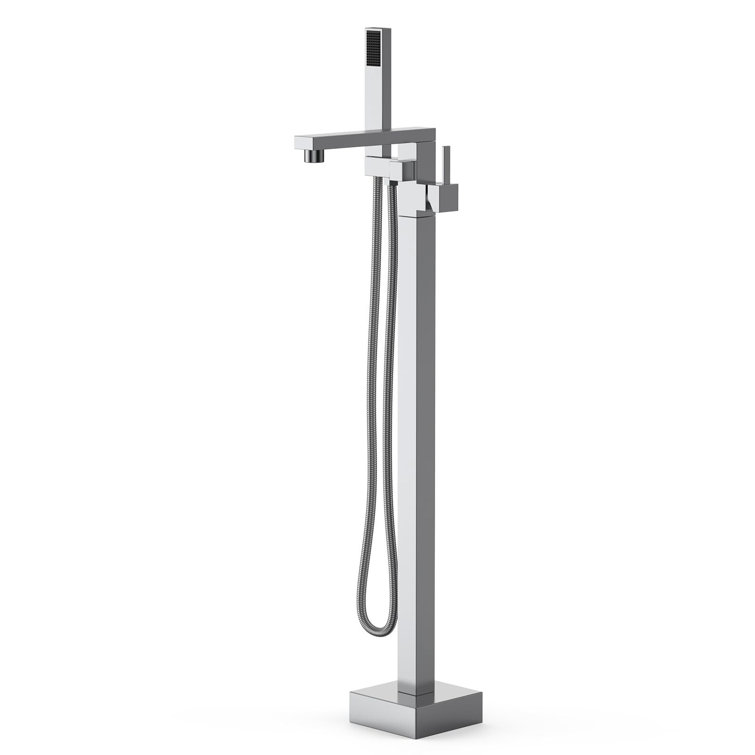 Brushed Nickel Freestanding Bathtub Faucet with Waterfall Spout
