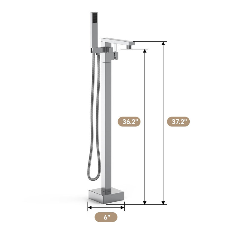 Brushed Nickel Freestanding Bathtub Faucet with Waterfall Spout