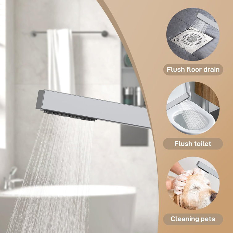 Brushed Nickel Freestanding Bathtub Faucet with Waterfall Spout