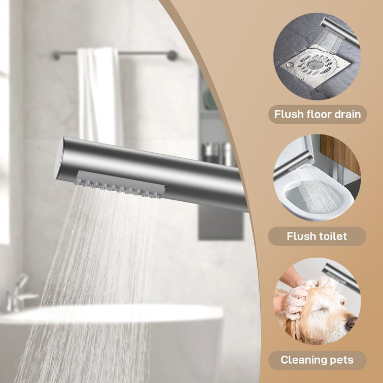 Matte Black Nickel-Plated Freestanding Bathtub Faucet with Handheld Shower