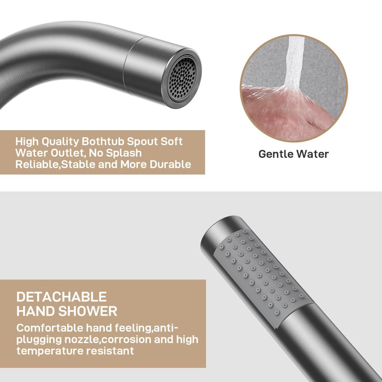 Matte Black Nickel-Plated Freestanding Bathtub Faucet with Handheld Shower