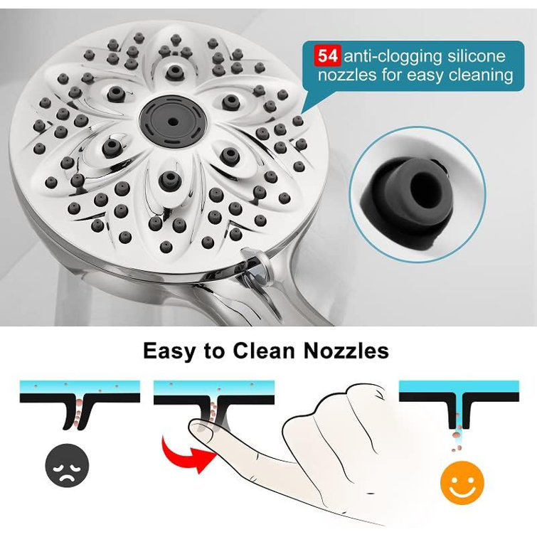 Chrome Handheld Shower Head with 6 Settings and Filter