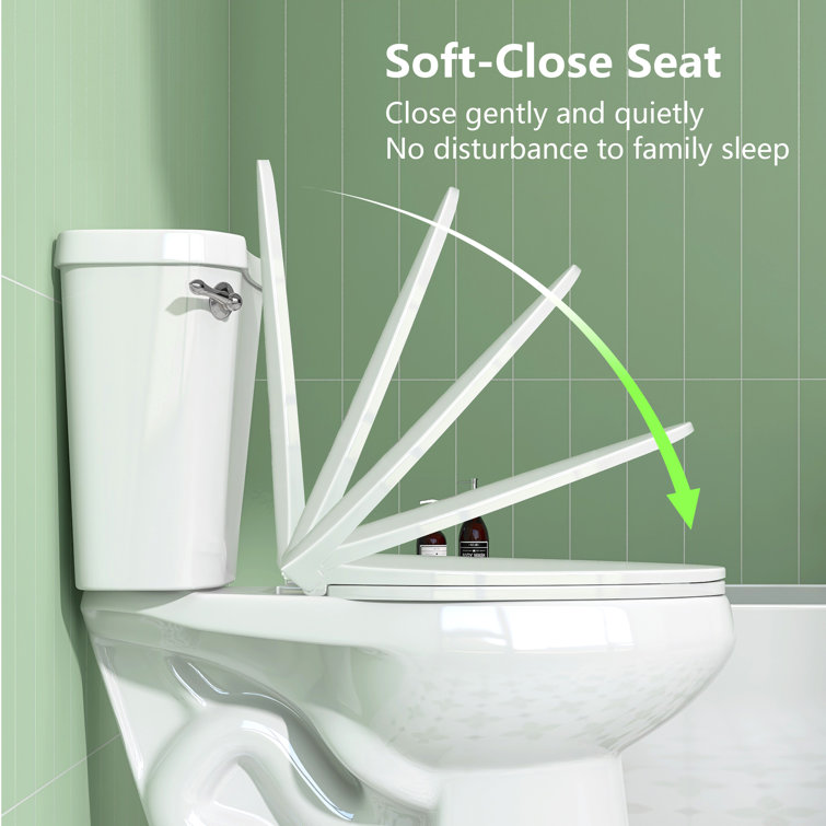 White Ceramic Elongated High Efficiency Two-Piece Toilet