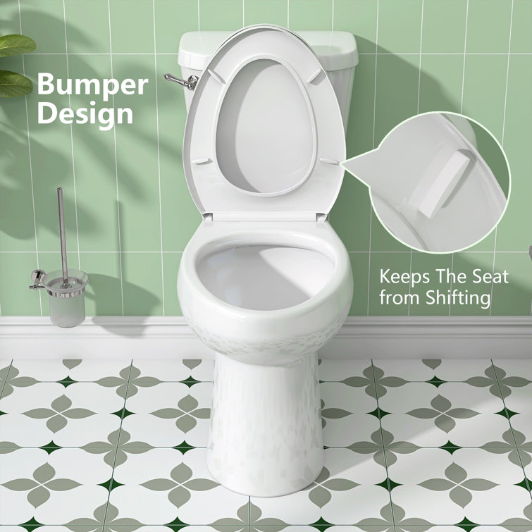 White Ceramic Elongated High Efficiency Two-Piece Toilet