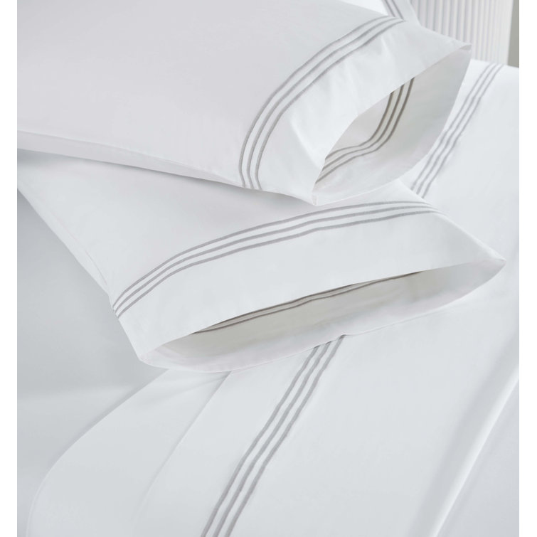 Queen White Cotton Embroidered Deep Pocket Bed Sheet Set