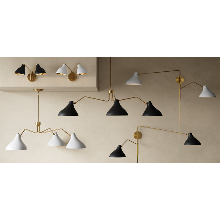 Black and Brass Dual Arm Dimmable Metal Sconce