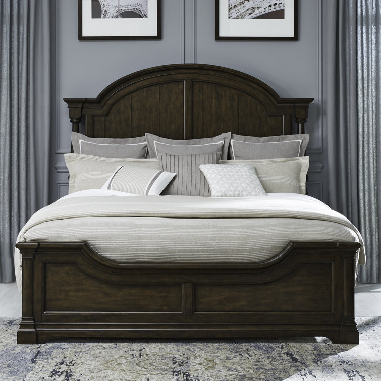 Satin Cherry King Poster Bed Set with Dresser & Mirror