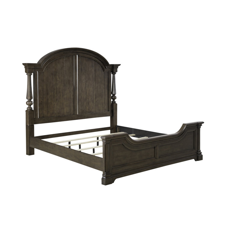 Satin Cherry King Poster Bed Set with Dresser & Mirror
