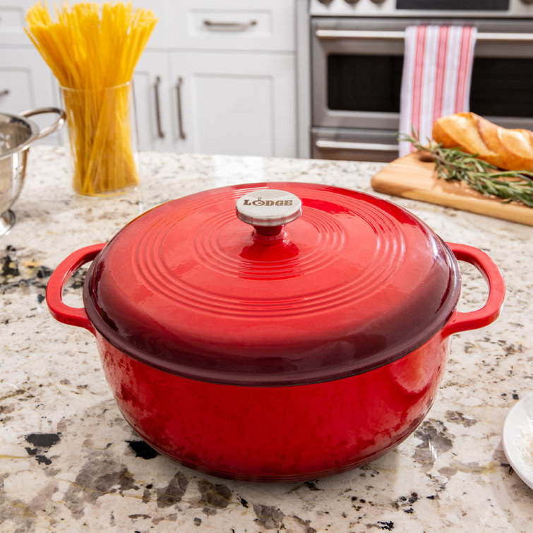 Red Enameled Cast Iron 3 Qt Dutch Oven