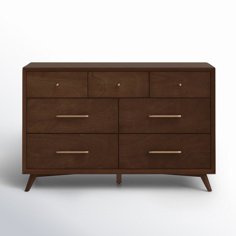Flynn Walnut Mid-Century Modern 7-Drawer Dresser