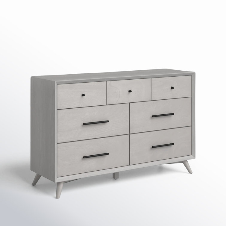 Flynn Gray Mahogany 7-Drawer Mid-Century Modern Dresser