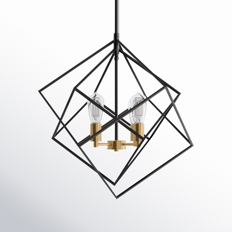Rad 4-Light Geometric Black and Brass Chandelier