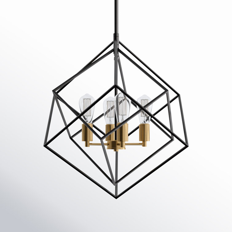 Rad 4-Light Geometric Black and Brass Chandelier