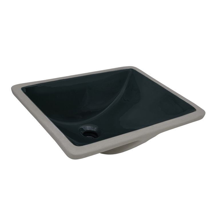 Emerald Green Rectangular Ceramic Undermount Bathroom Sink