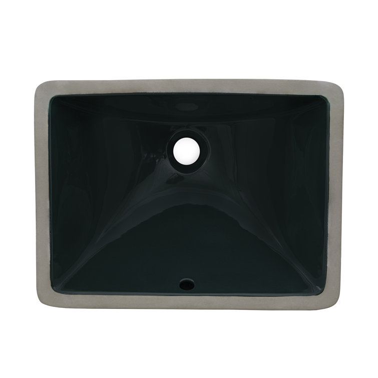 Emerald Green Rectangular Ceramic Undermount Bathroom Sink