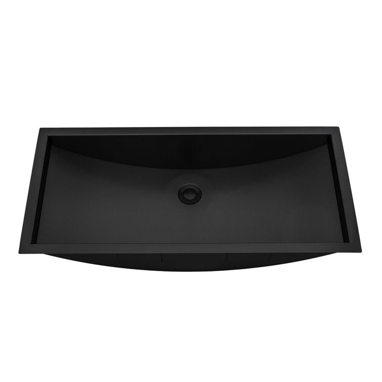 Gunmetal Black Stainless Steel Undermount Rectangular Bathroom Sink, 34 x 14 inches