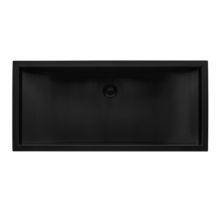 Gunmetal Black Stainless Steel Undermount Rectangular Bathroom Sink, 34 x 14 inches