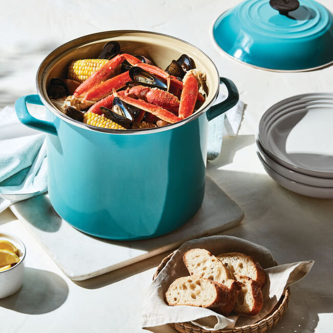 Caribbean Blue Enamel Steel 10 Quart Stockpot with Lid