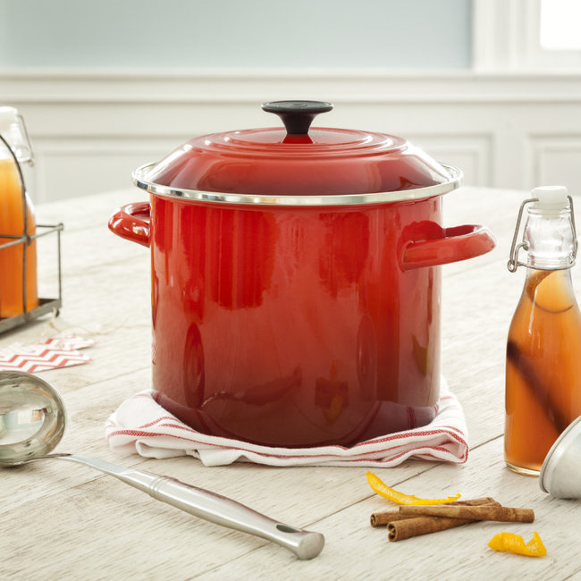 Cerise Red 16 qt Carbon Steel Stockpot with Lid