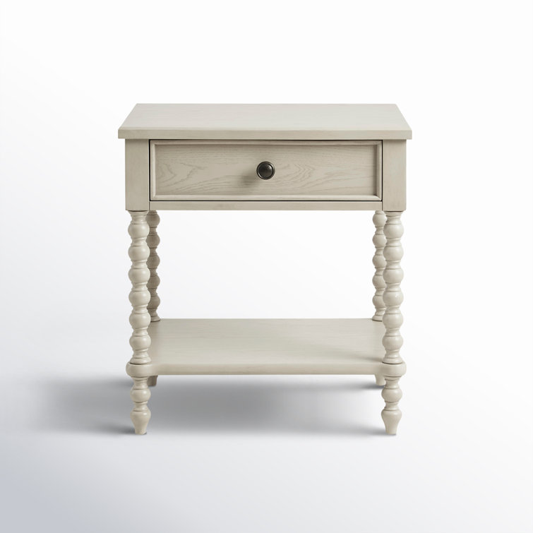 Natural Elegance Whitewash Wood Nightstand with Turned Legs