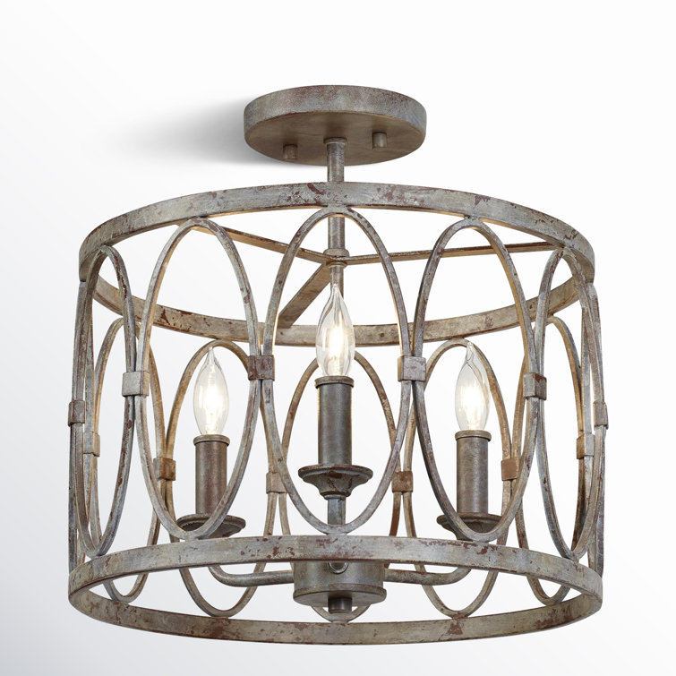 Patrice Deep Abyss Bronze Glass Drum Semi-Flush Mount