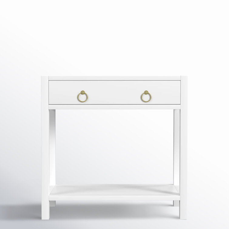 White Pine and MDF Nightstand with Gold Handles