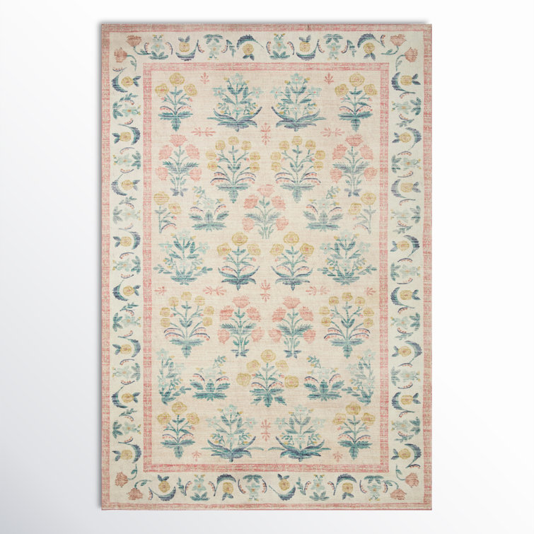 Eden Mughal Rose Blush Floral Synthetic Area Rug 7'-6" x 9'-6"